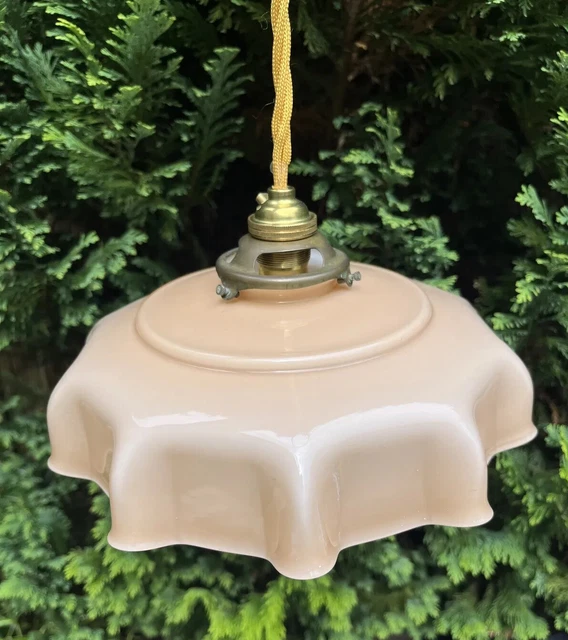 Art Deco French Opaline Glass  Light Shade Rewired