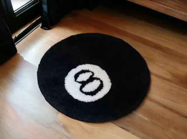 Tufted 8ball Rug Soft Black And White