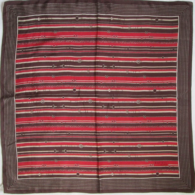 Foulard Carré Vintage En Soie 100% - Dimensions 73x78 Cm, Couleur Vert, Occasion