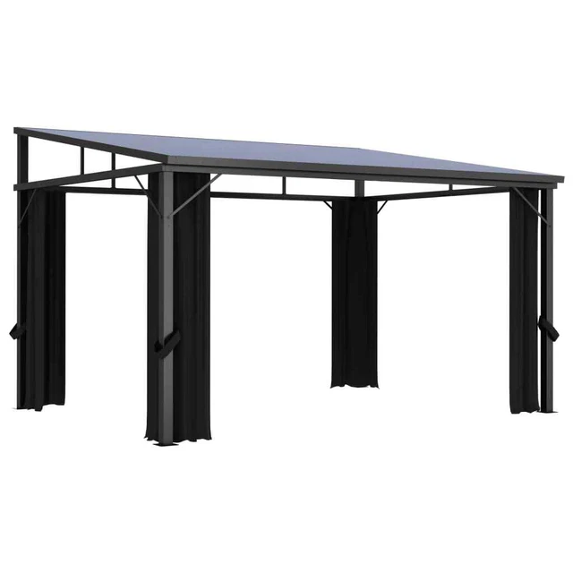 Pavillon Vorhänge 405x294x244cm Anthrazit Partyzelt Festzelt Gartenzelt vidaXL