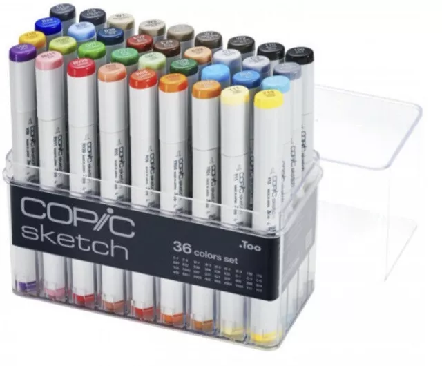 COPIC SKETCH Marker Pens Dual Tip - 36 Basic Colour Set - Graphic Art RRP £350