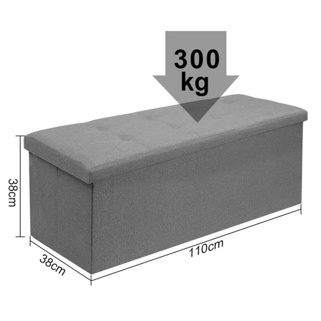 Sitzbank mit Stauraum Sitzhocker Faltbar Aufbewahrungsbox Truhe Bank 110×38×38cm