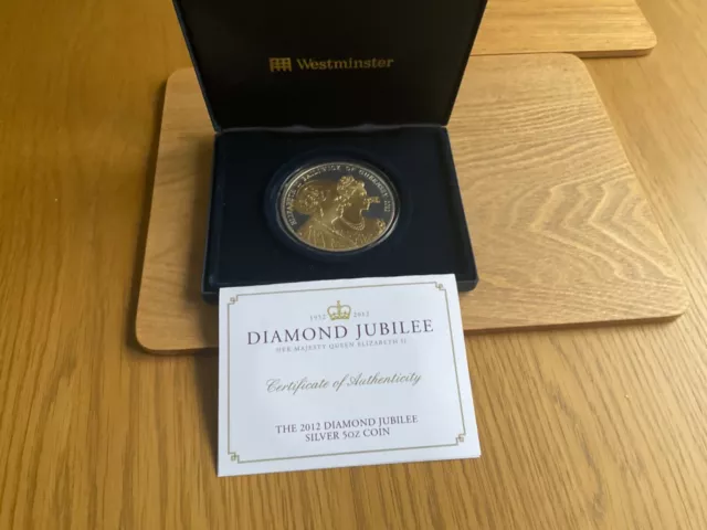2012 Guernsey Diamond Jubilee 5oz SILVER PROOF £10 - Box + CofA - Free P&P