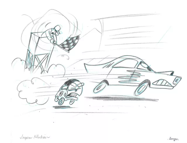 Disney Pixar Cars Original Beat Board-Race to Finish Signed by Jorgen Klubien