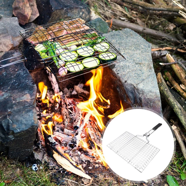 Parrilla Parrilla Portátil Camping Cesta de pescado Parrillas Extraíble Bistec
