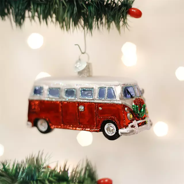 Old World Christmas Camper Van Camping Vehicle Glass Christmas Ornament 46042