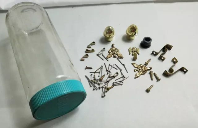 Curtain Rod Ends Wall Hangers Nails Eagle Screws Lipton Jar Vintage Home Bracket