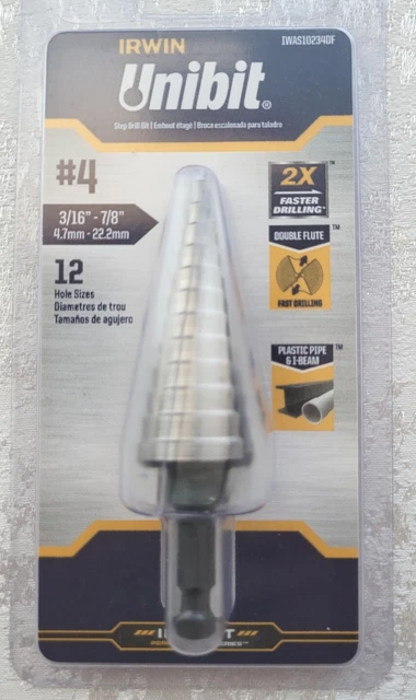 Irwin Unibit Drill Bit IWAS10234DF #4 3/16-7/8 NEW