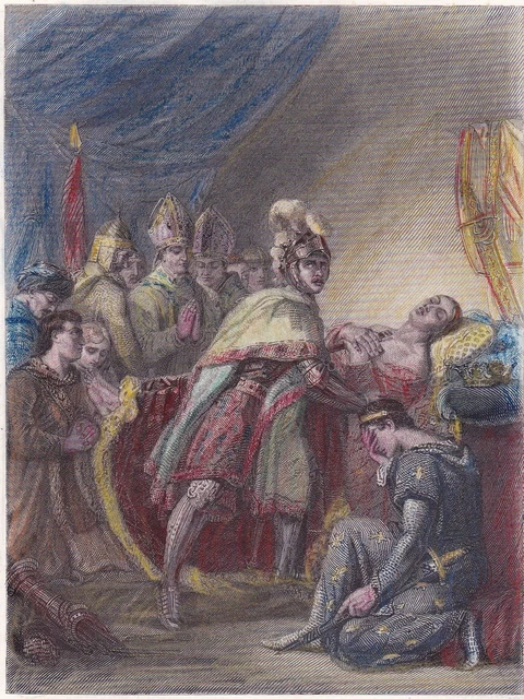 Gravure XIXe Mort de Saint Louis Roi de France Louis IX Tunis Peste Croisade