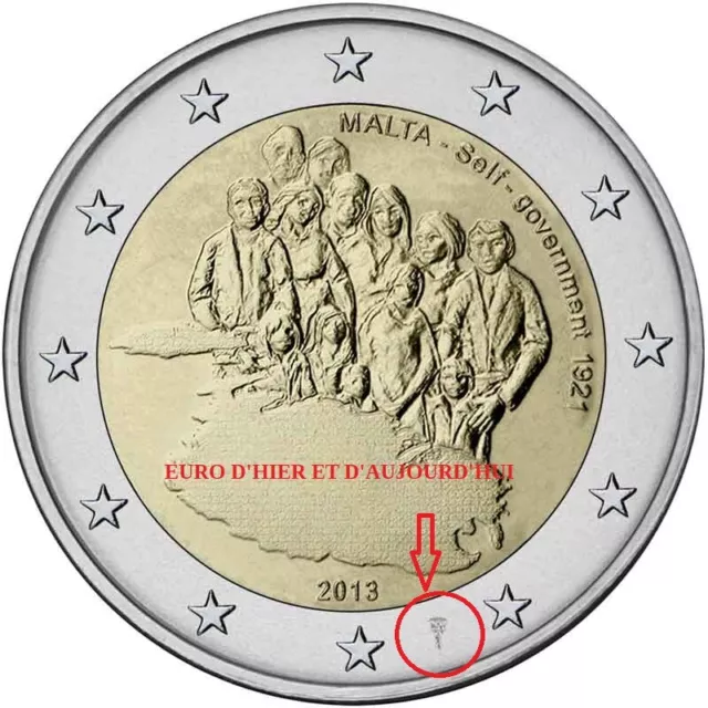 2 Euro 2013 Malte Constitution du gouvernement autonome de 1921 Poinçon PAYS BAS