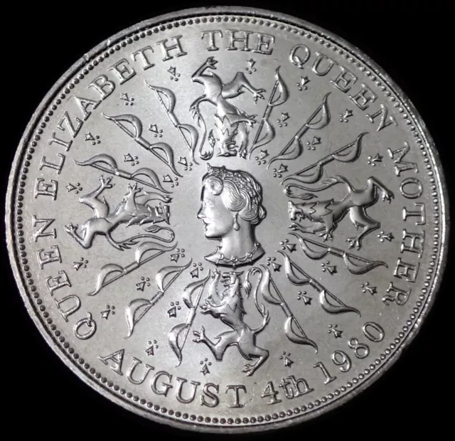 UK 25 Pence 1980 Elizabeth II Queen Mother Crown Coin WCA 7530