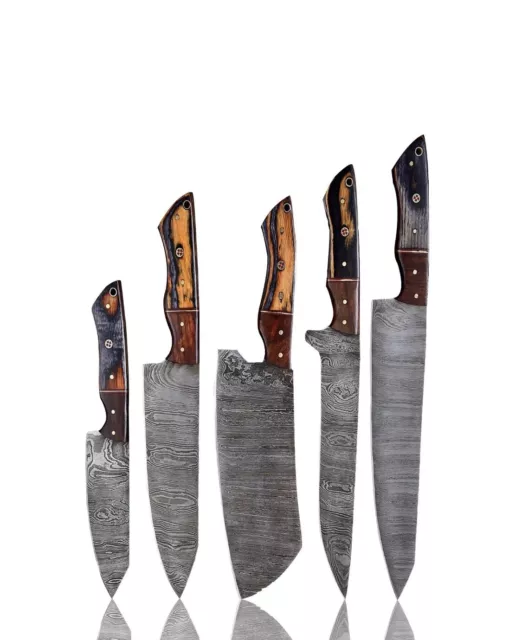 Küchen Messer 256 Lagen Damaskus Stahl Handgefertigte Messer Set Mit Lederschide