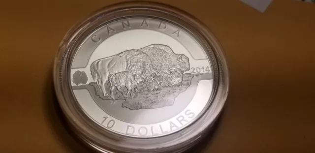 O Canada 2014 Proof Gem $10 Silver Coin Canadian Bisons.