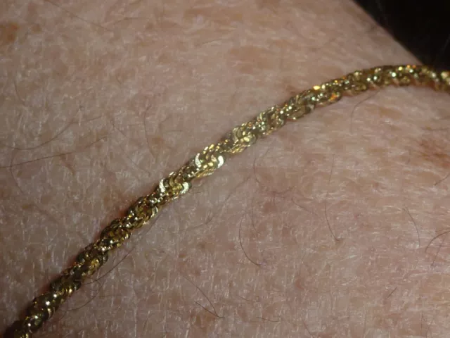 10K Solid Yellow Gold Flashy Rope Styled Bracelet/Anklet - 9 1/8"