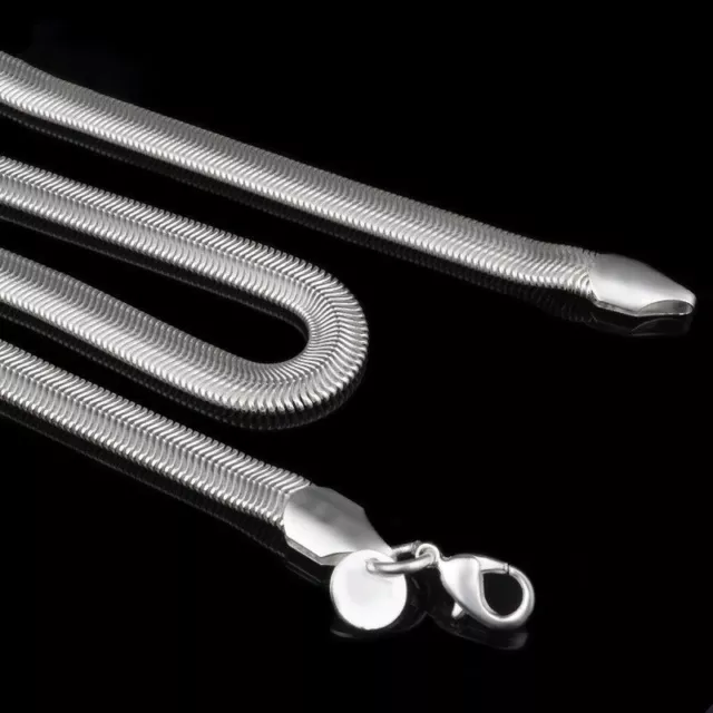 Snake Pattern Necklace 925Sterling Silver 6mm Chain Link Men Women neck Jewelry