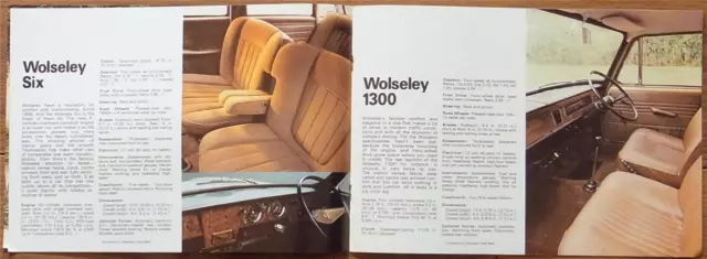 WOLSELEY SIX & 1300 Car Sales Brochure 1973 #2956 3