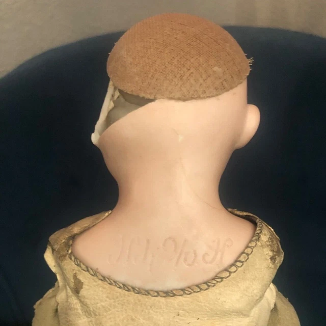 Rare Vintage Hoh Hoh German Porcelain or Bisque and Leather Doll 15 in 4