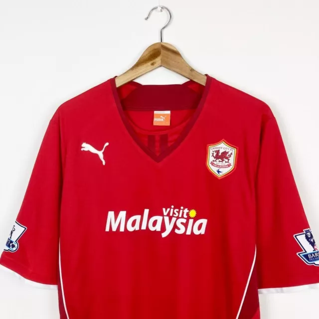 Cardiff city FC 2013/14 Puma red football shirt - Size men's L