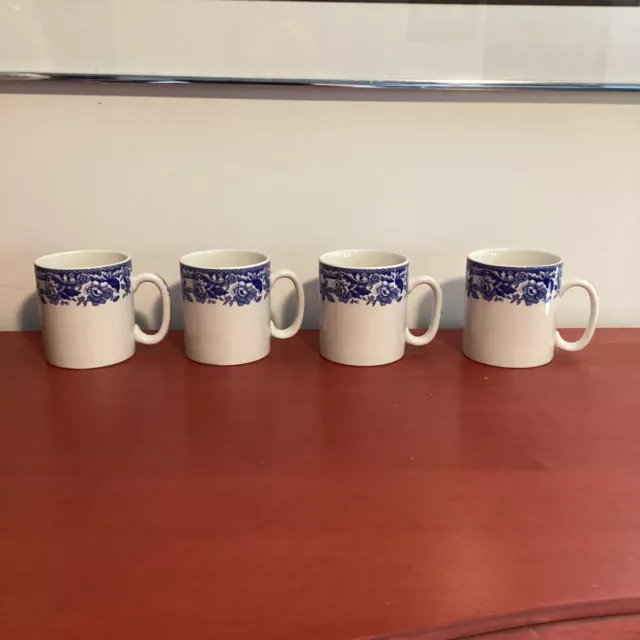 Spode Blue Delamere Coffee Mugs -Set Of Four