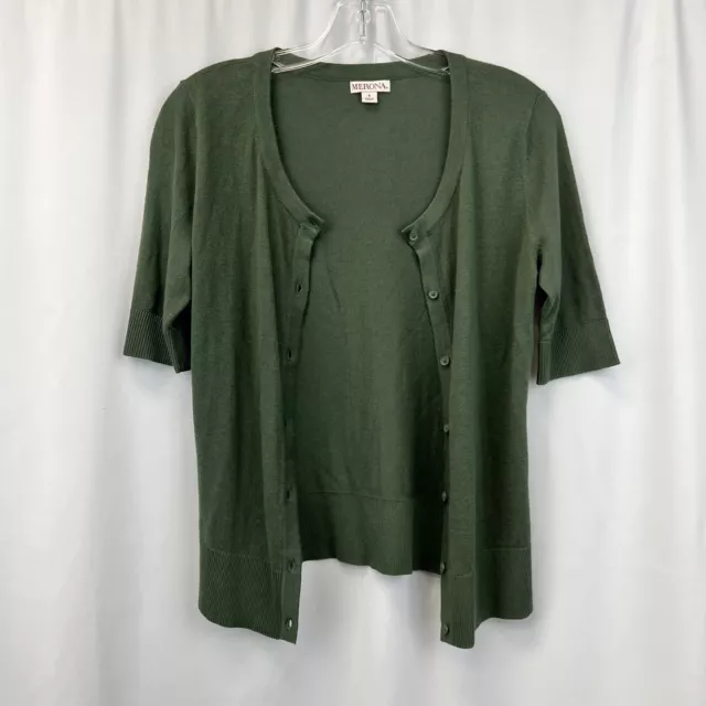 Merona Womens Green Short Sleeve Button Up Cardigan Size Small