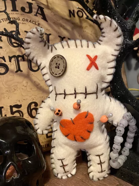 L.C. Voodoo Doll & Skull Bracelet & Pins 7 In Haunted Horror Poppet Witchcraft