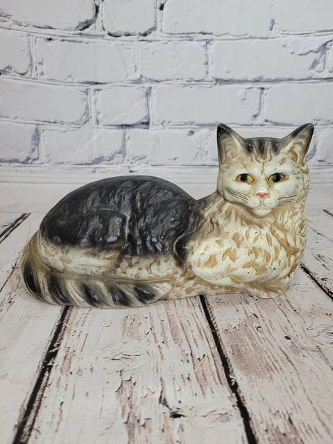 Antique Painted Cast Iron HUBLEY(?) Cat Doorstop Original Fantastic Condition