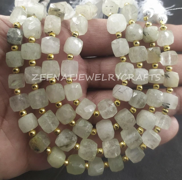 8 "Natural Black Rutile 3D Cube Box Shape Gemstone Beads Jewelry Making...