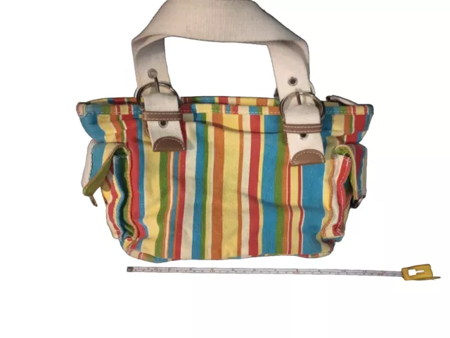 St. Johns Bay Multi Color Striped Canvas Shoulder HandBag Purse 2