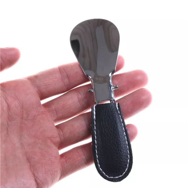 12*3.5cm Shoe Horn Stainless Steel Foldable PU Leather Handle Shoehorn E`fb St
