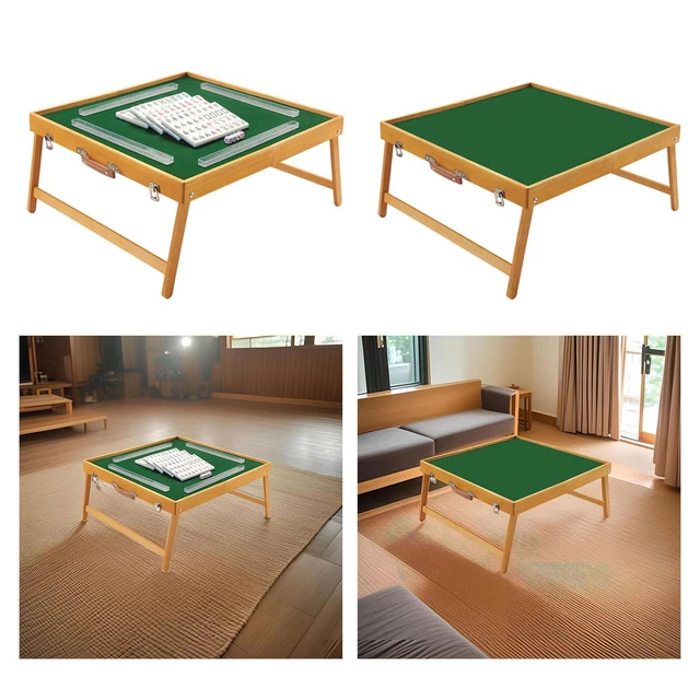 Table Mahjong Pliante Carrée 90x90 Cm – Table Jeu 4 Joueurs Avec Porte-Gobelets & Plateaux Jetons Noir