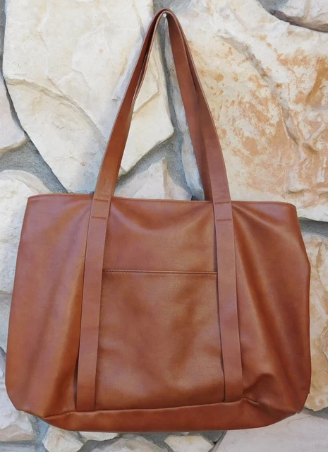 LARGE Hobo Tote Shoulder Bag 7 Pockets !! Tan Brown Color Universal Thread