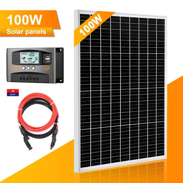 100W Solar Pane Kit 12V Battery Charger with Controller &Hole For Home RV Marine