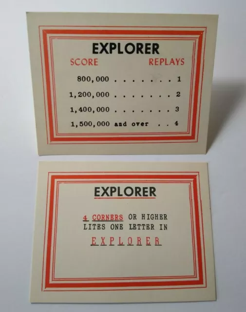 Shuffle Explorer Chicago Coin Arcade Game 1958 NOS Score Card Set Of 2 Original