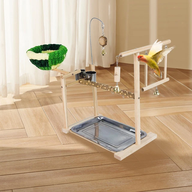 Cage à Oiseaux Stand Jouer Gym Conure Perche Aire De Jeux Escalade échelle Balançoire Rotin