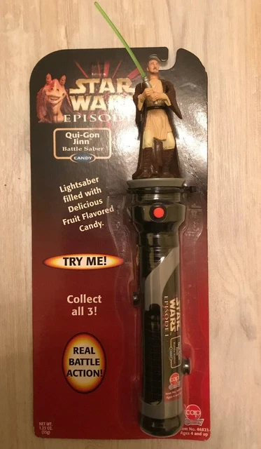 Star Wars Qui-Gon Jinn Battle Sabre Candy Episode I Sealed on Card Phantom 1999