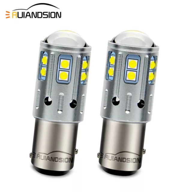 Ruiandsion 2pcs 3030-15SMD 10-80V 1157 LED Blanc Clignotant Ampoule Feux De Jour