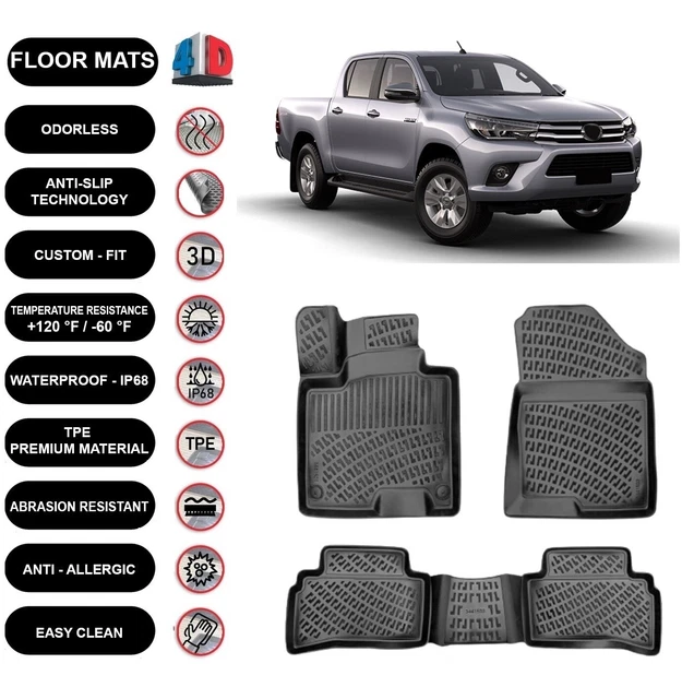 FLOOR MATS LINER Fits Toyota Hilux (20152023) Waterproof 4D Molded