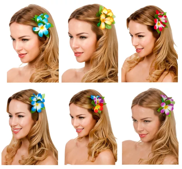 Hawaiian Lei Hula Flower Hair Clip Womens Fancy Dress Accessory Summer Party
