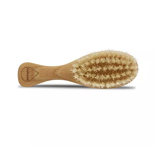 Kokoso Baby Wooden Brush - Natural Bristle Baby Brush Providing Gentle Care for 2