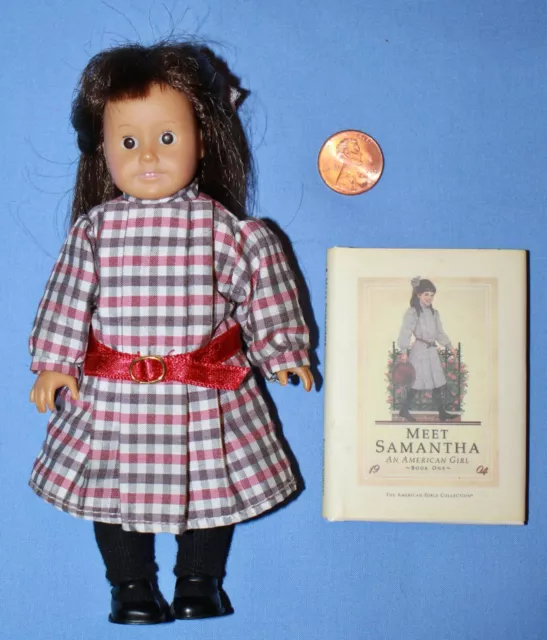 American Girl SAMANTHA MINI DOLL + BOOK GLASS EYES PC 1995 Cloth Body