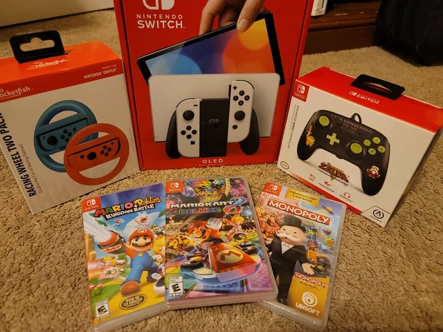 Monopoly Rabbids NINTENDO SWITCH OLED White Mario Rabbids Monopoly Mario Kart 8 Deluxe ...