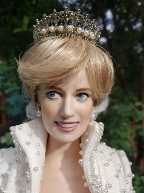 PRINCESS DIANA PORCELAIN Doll In White Seed Pearl Dress from Franklin ...