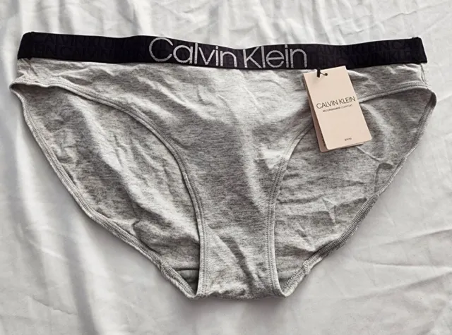 Calvin Klein Reconsidered Comfort Bikini Panty Heather Gray QF6580 Sz L - NWT
