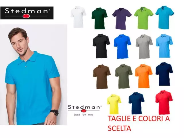Polo T-Shirt Uomo Da Lavoro Manica Corta Stedman Cotone 100% Personalizzabile