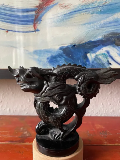 China Echter Stein Drache Schnitzerei geschnitzt Figur Skulptur