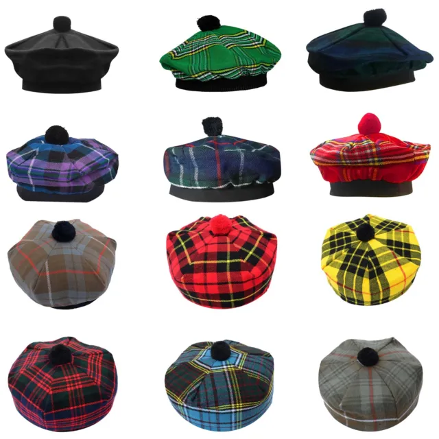 Men’s Women’s Highland Tam O' Shanter Hat/Cap Bonnet Scottish Tammy Cap One Size