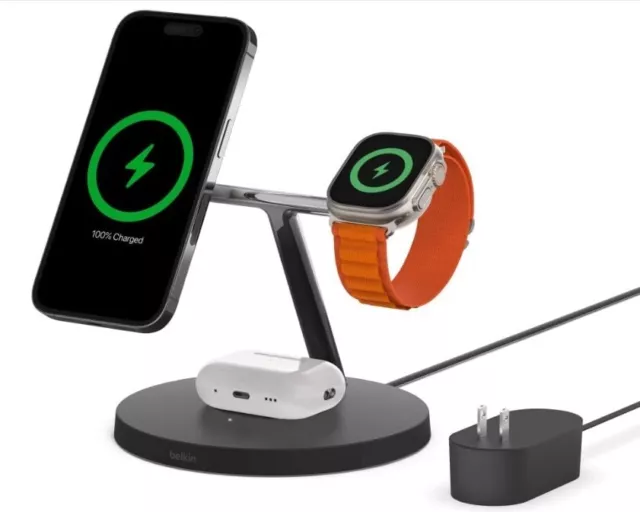 Belkin BOOST “CHARGE PRO” 3-in-1 Wireless Charger w/ MagSafe  Apple Devices MINT
