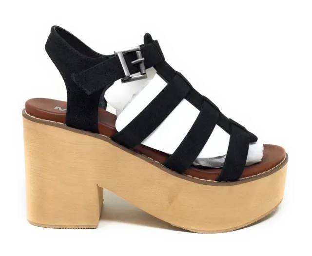 MIA Shoes Womens Loraine Platform Dress Sandals Black Leather Size 8 M US