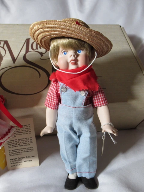 Boxed 1981 Marjorie Spangler Doll Billy & Betsy Berry Porcelain 11" Boy/Girl Set 3