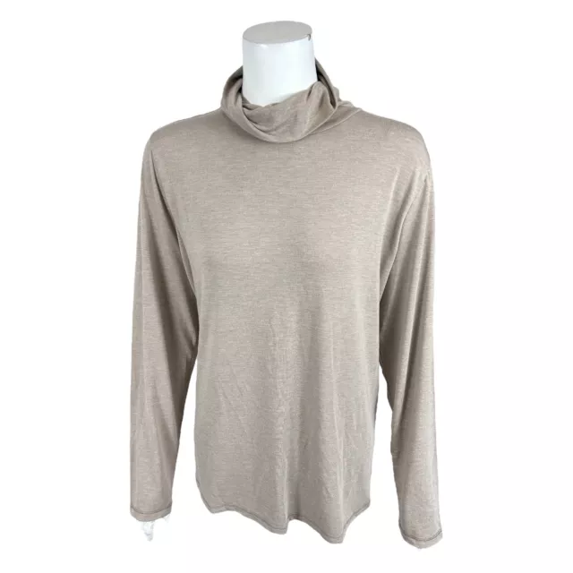 Isaac Mizrahi Women's Soho Long Sleeves Turtleneck Top Solid Mocha X-Large Size